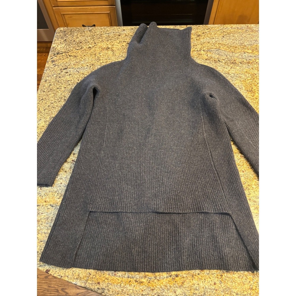 Annette Gortz Extra Fine Merino Wool Turtleneck Sweater Gray Ribbed‎ Sz M Fits S